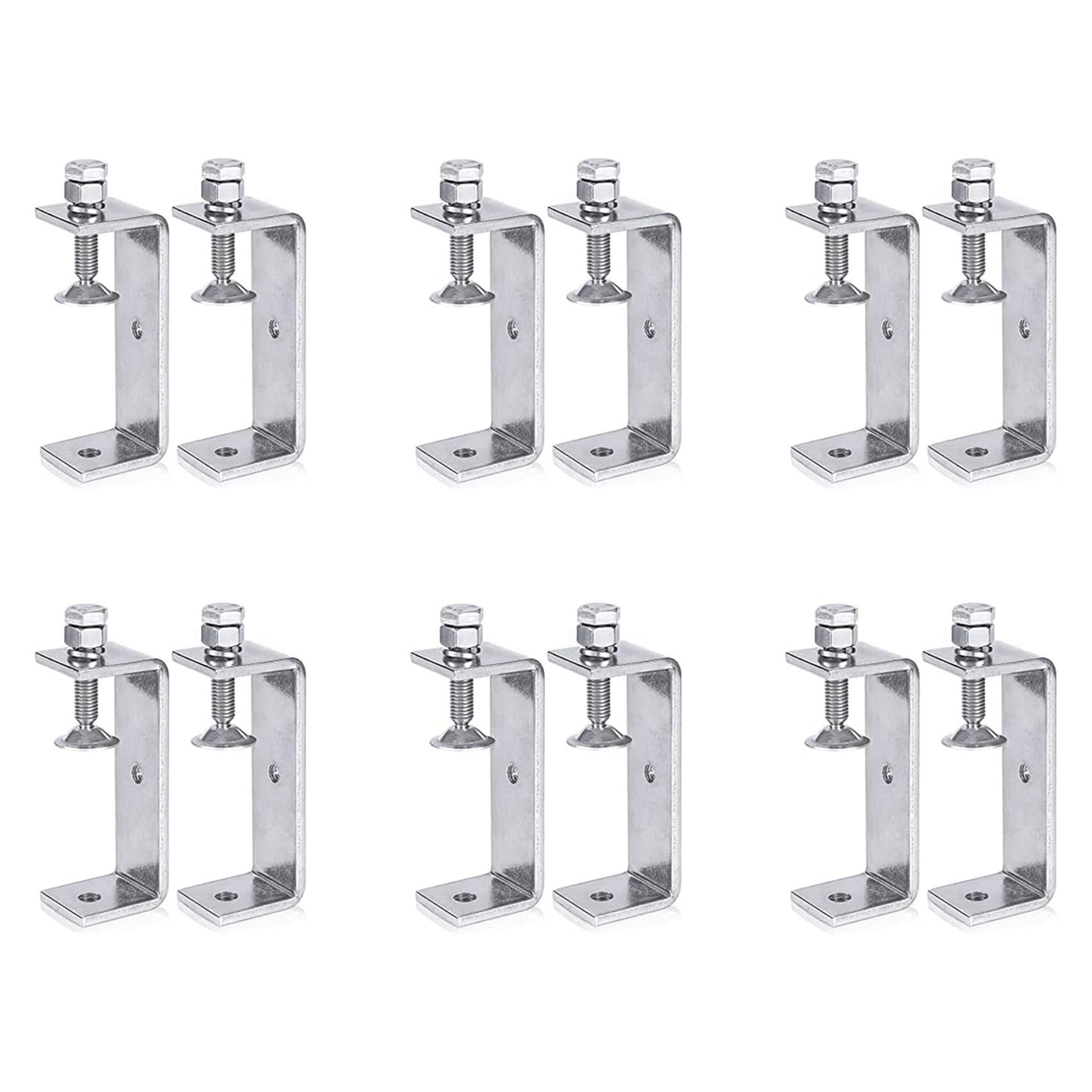 Jnchdghwa Silver Metal Clamp Heavy Duty Clamp C Clamp Woodworking Clamp With Wide Jaw Openings (100Mm), 12Pcs