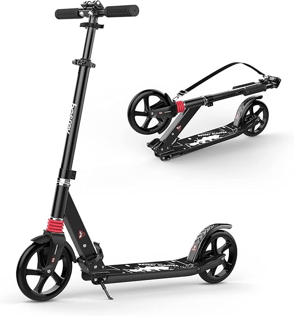 besrey Kick Scooters for Teens/Adults, Foldable Kids Scooter 2 Wheel, 200mm Large Wheels Scooters with Carry Strap for Kids Ages 8 Years and Up