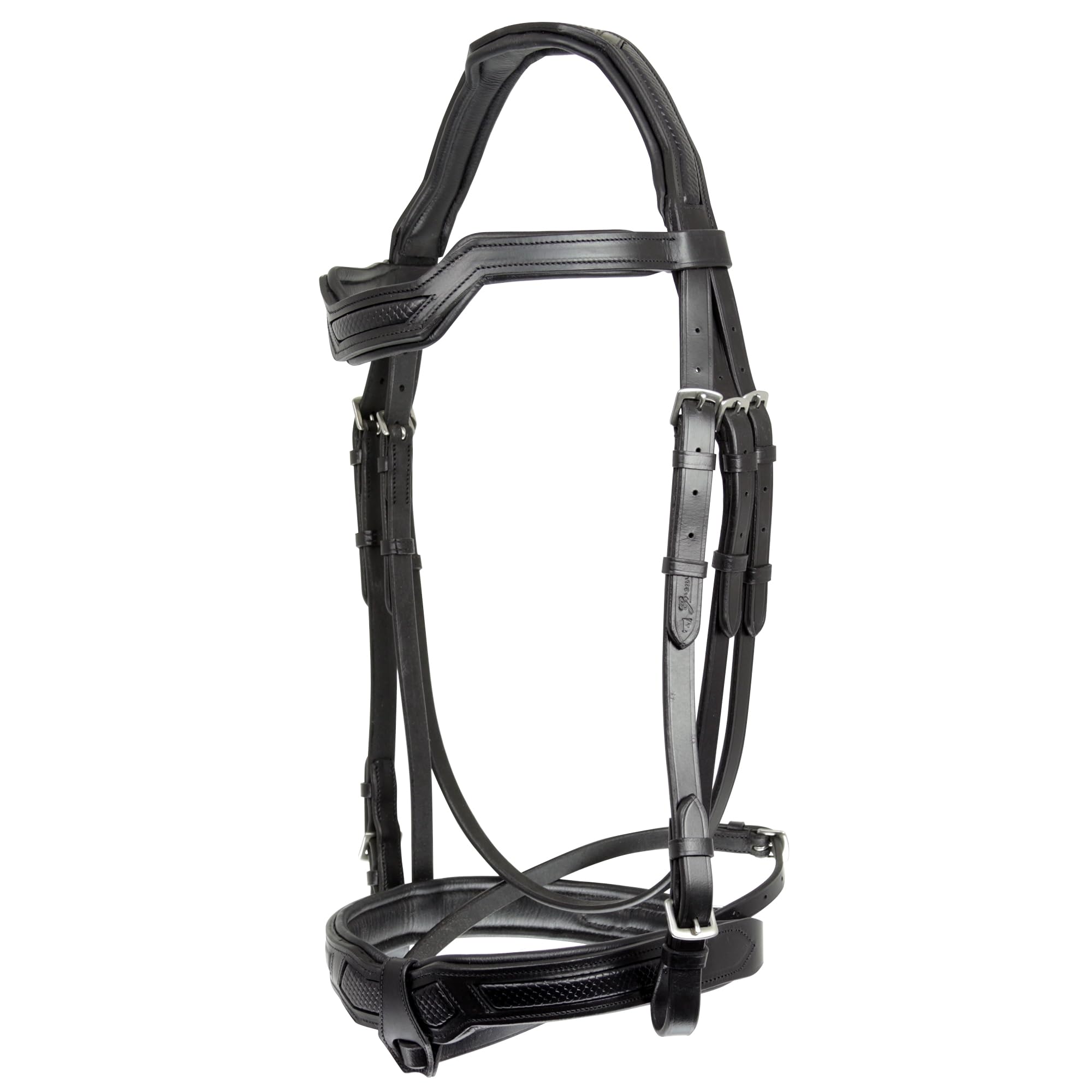 Grewal Equestrian Cobra Snakeskin-Embossed Monocrown Leather Bridle, English Horse Tack (Cob)