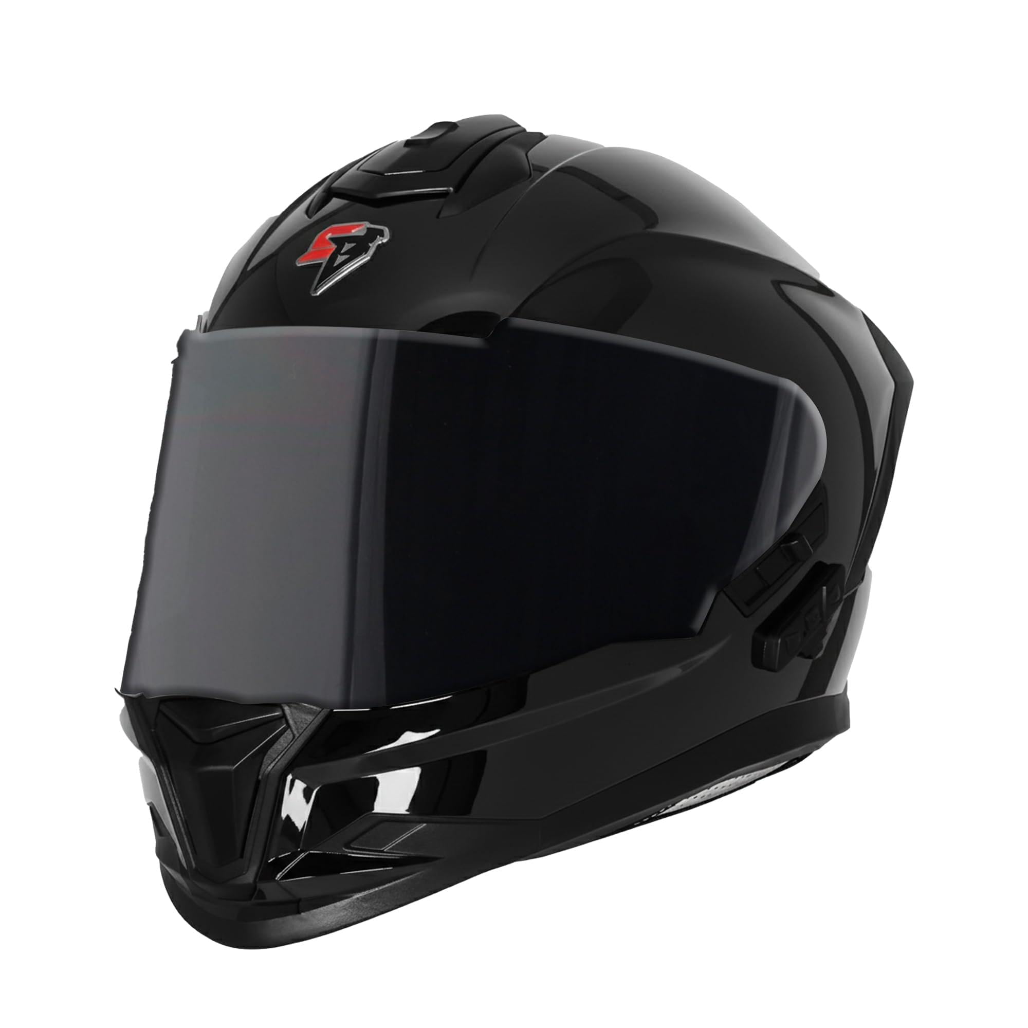 Steelbird SBH-57 Fighter Bass X Bluetooth Helmet, Black Glossy Black - Image 1