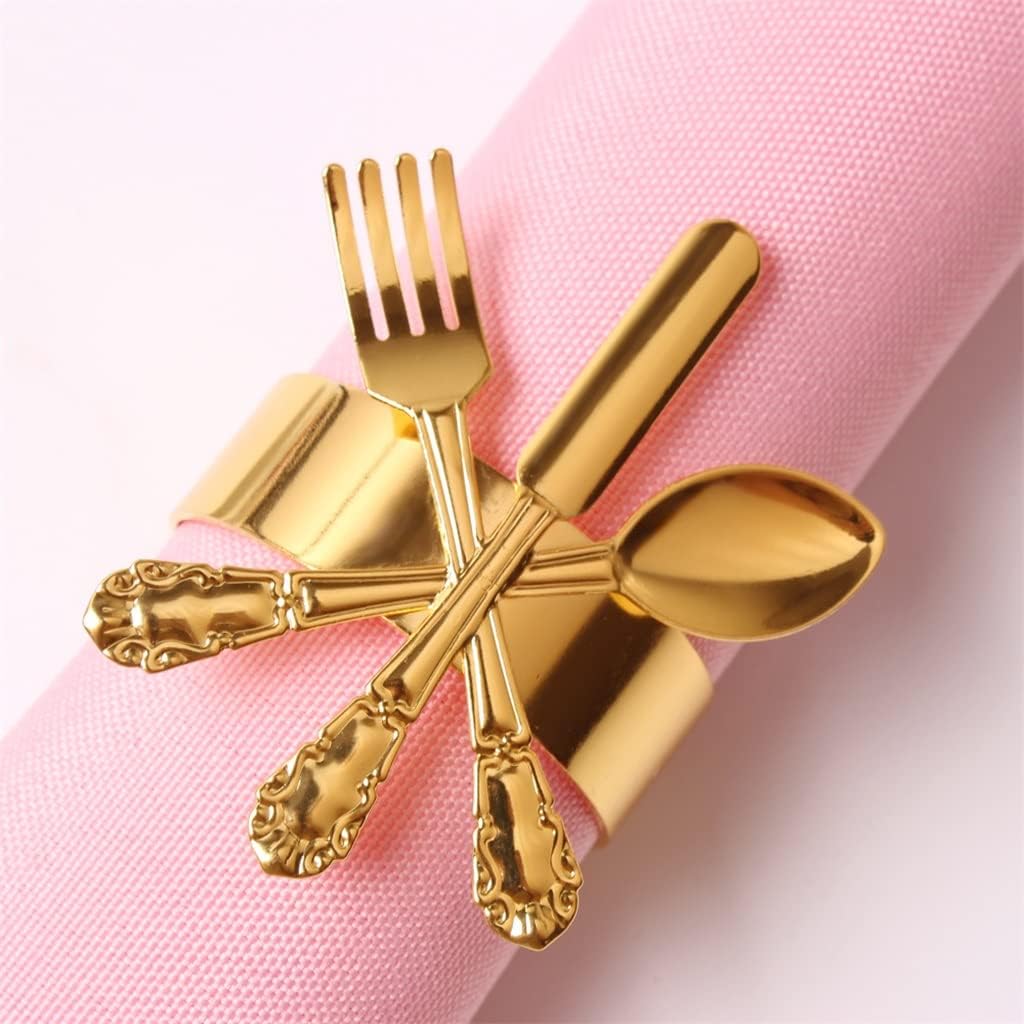 12 Pieces Electroplated Napkin Rings Metal Fork Buckle Party Table Decoration