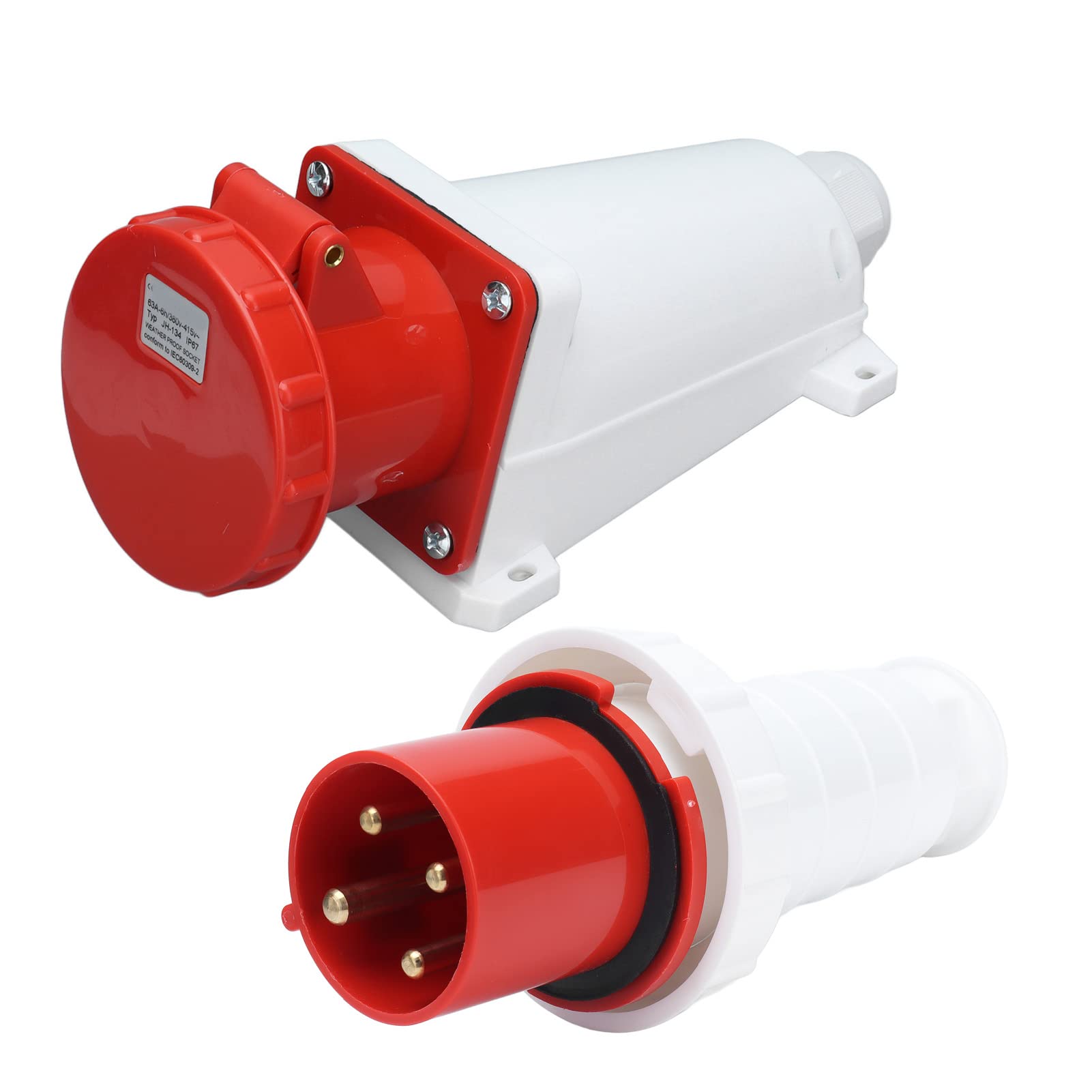 Acouto Enchufe Impermeable Conector Industrial de Aviación 4 Pines 63A