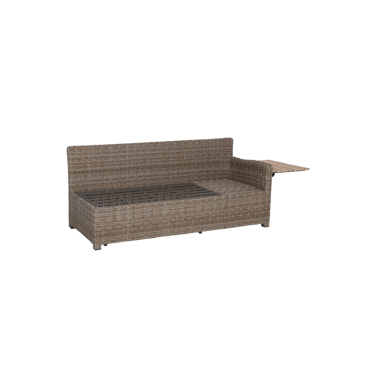 greemotion Salon de Jardin Terrasse Verona en Résine Tressée et Bois d’Acacia 100% FSC, Canapé d’Angle Gris 7 Places, Ensemble de Jardin Modulable avec 1 Table de Jardin, 1 Tabouret et 2 Canapés