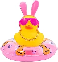 Vista 21 de wonuu Adornos de pato de goma para automóvil, decoración de tablero de instrumentos de automóvil con mini corona y collar, corona C-macho