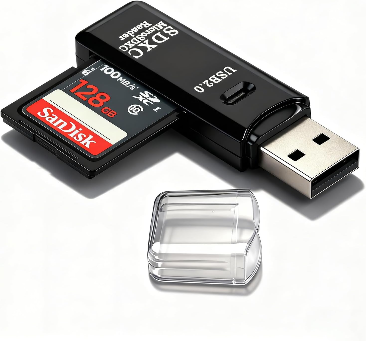 USB2.0 Micro SD Card Reader, 5Gbps 2-in-1 SD Card Reader to USB Adapter, Memory Card Reader for SDXC/SDHC/MMC/RS-MMC/Micro-SDXC/Micro-SD/Micro-SDHC/UHS-I Cards【1Pack Black USB2.0】