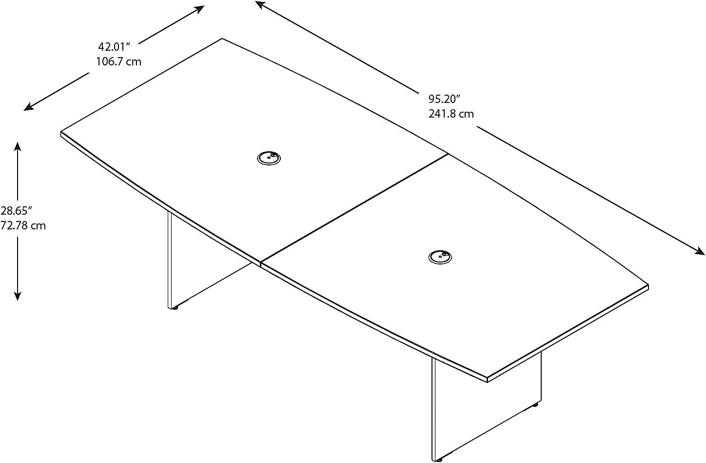 Bush Business Furniture 96W x 42D Boat Shaped Conference Table with Wood Base in Hansen Cherry: Furniture & Decor