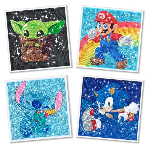Diamond Painting Enfant, 4 Pièces 5D DIY Peinture Diamant Bricolage