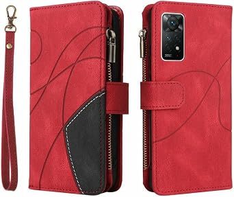 Generic case Compatible with iPhone Oppo Find X5 Lite Color RED Durable Leather Wallet Case with Magnetic Flip Closure
