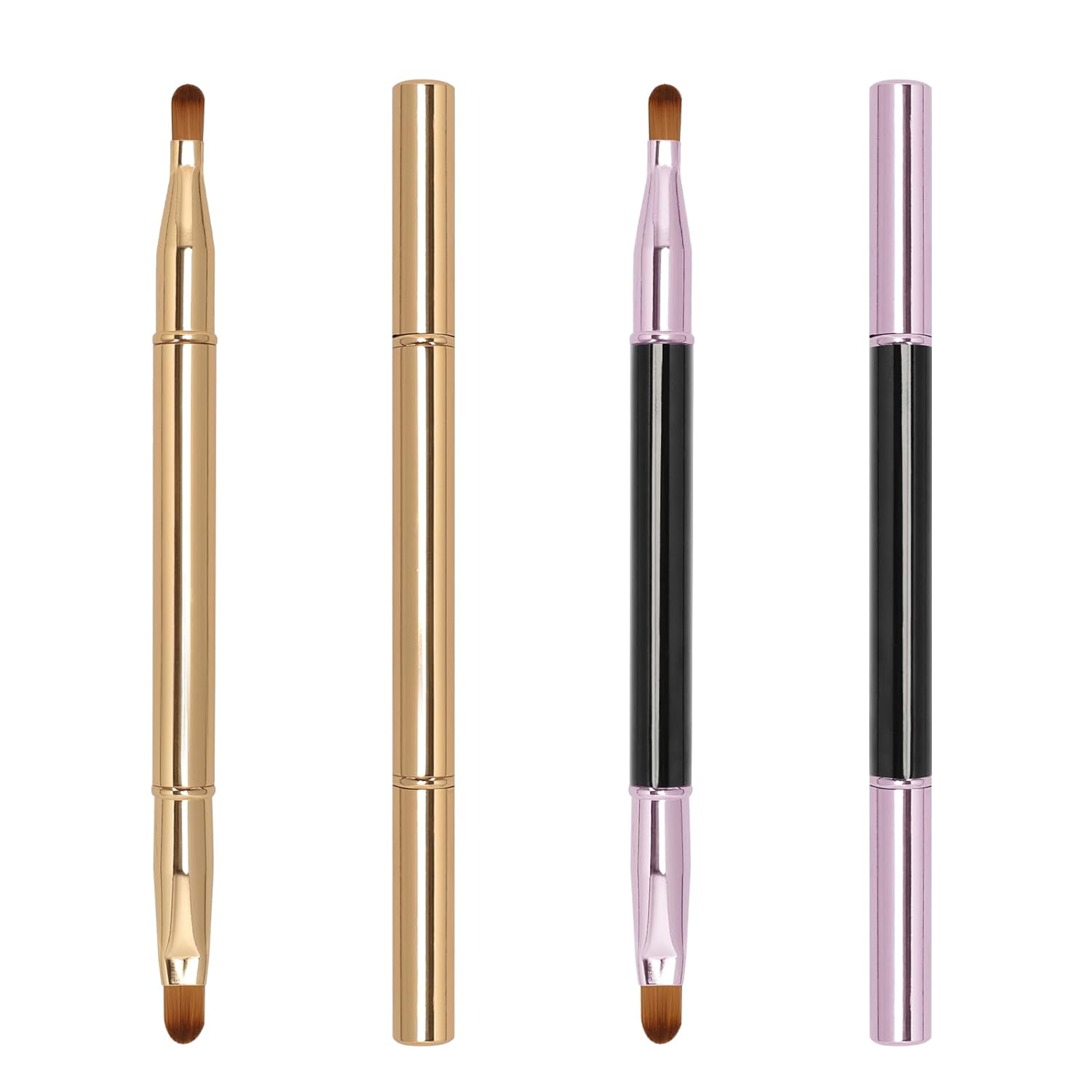 Unaone 2-Pack Dual-Ended Lip Brushes with Dust-Proof Caps - Precision Lipstick & Gloss Applicator for Flawless Looks