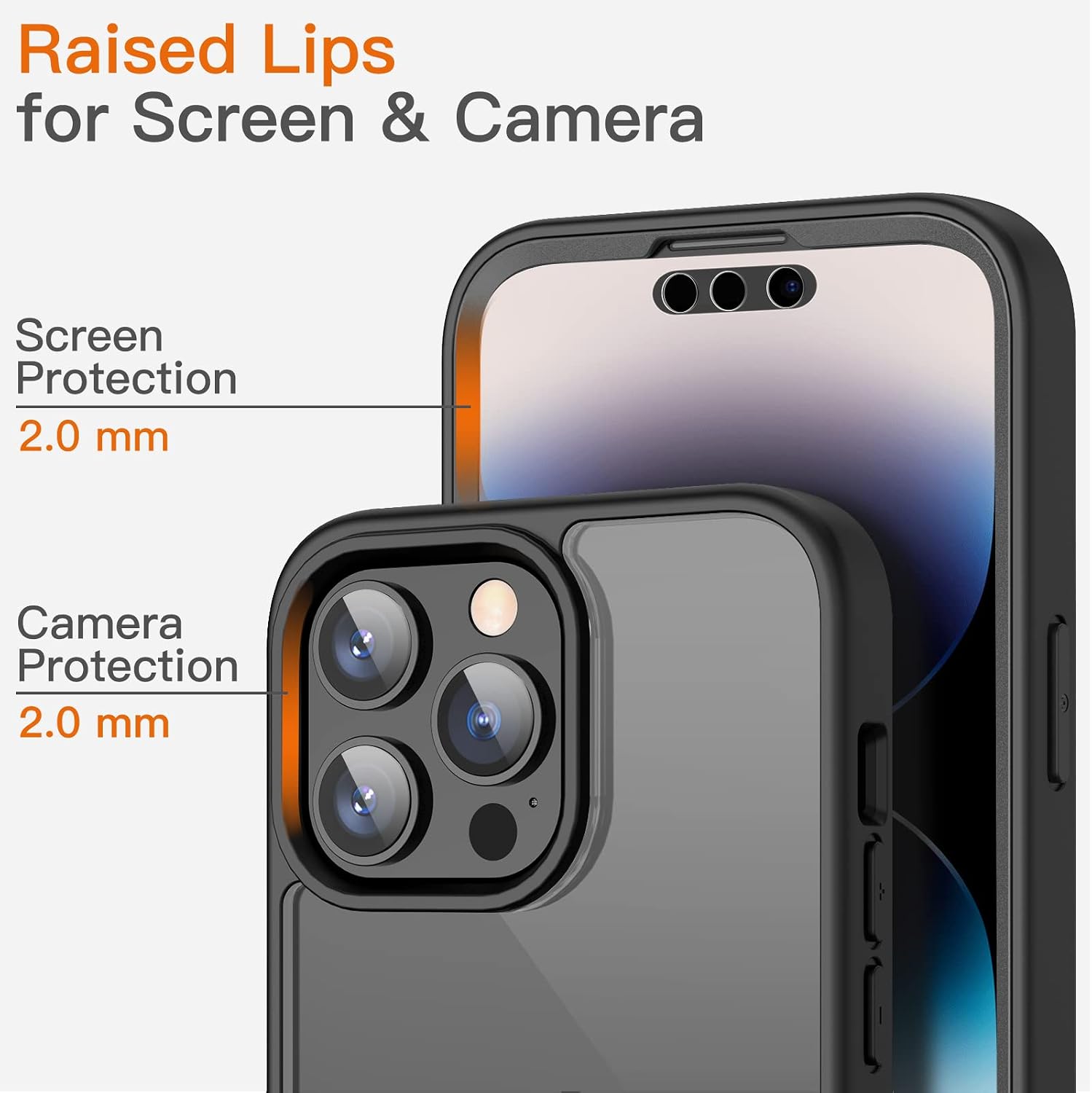 JETech Case for iPhone 14 Pro 6.1-Inch (NOT for iPhone 14 Pro Max 6.7-Inch) with Built-in Screen Protector Anti-Scratch, 360 Degree Full Body Rugged Phone Cover Clear Back (Black)