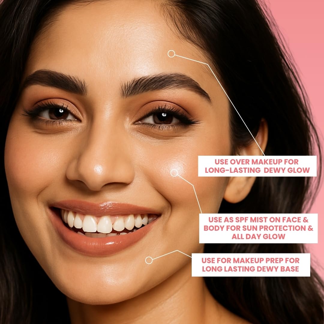 Suroskie Glow Up Juice SPF 35 PA++++ 100ml | Rose & Rice Toner Korean Skincare for Glass Skin | UV Rays Protection | Brightens & Smoothens | Dewy Mist for All Skin Types | Dermatologically Tested - Image 6 thumbnail