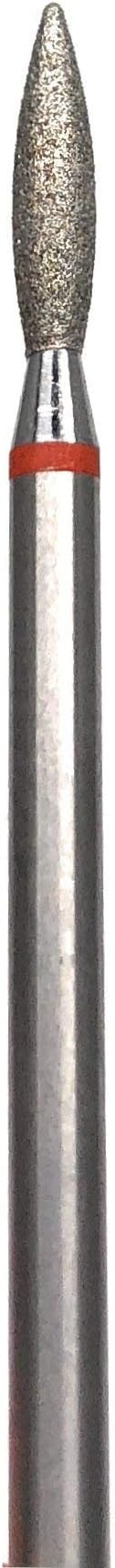 NashlyNails E-File Nail Drill bit for Manicure and Pedicure, Russian Electric File bits, Diamond, Flame (Drop) with a Rounded tip 023, Soft grit, Non Painful Efile
