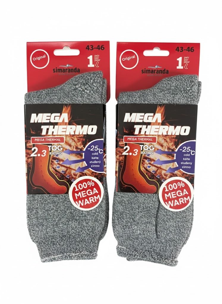 simaranda 2 Paar Thermosocken Damen & Herren – Extra Warme Wintersocken – Dicke Kuschelsocken mit Thermofunktion – Ideal für Winter, Outdoor, Arbeit & Zuhause