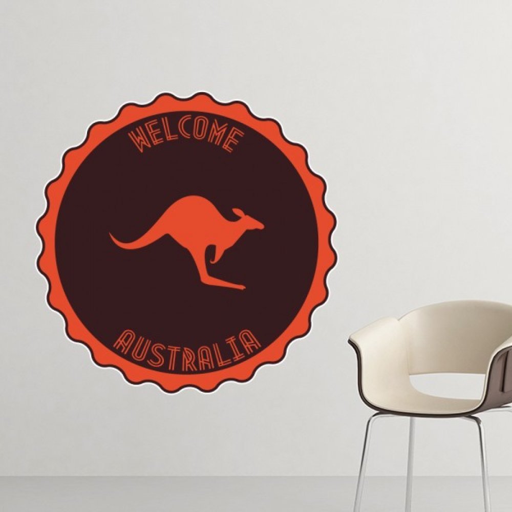 Silhouette kangourou autocollant mural sticker géant déco chambre 70cm