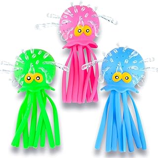 ArtCreativity Octopus Water Balls, Set of 3, Rubber Kidsâ€™ Bath Toys, Sensory Stress Relief Pool Toys for Kids, Cute Goodie Bag Fillers for Boys and Girls, Pink, Blue and Green