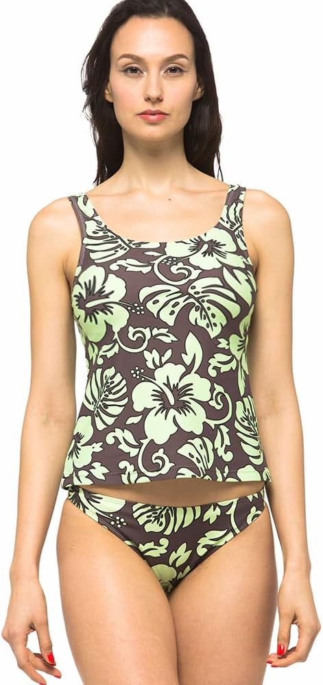 Private Island Hawaii Women UPF50+ Tankini Bathing Swimsuits Sleeveless Tank Bra Top Swim Rash Guard CubanoBoom (TTY)