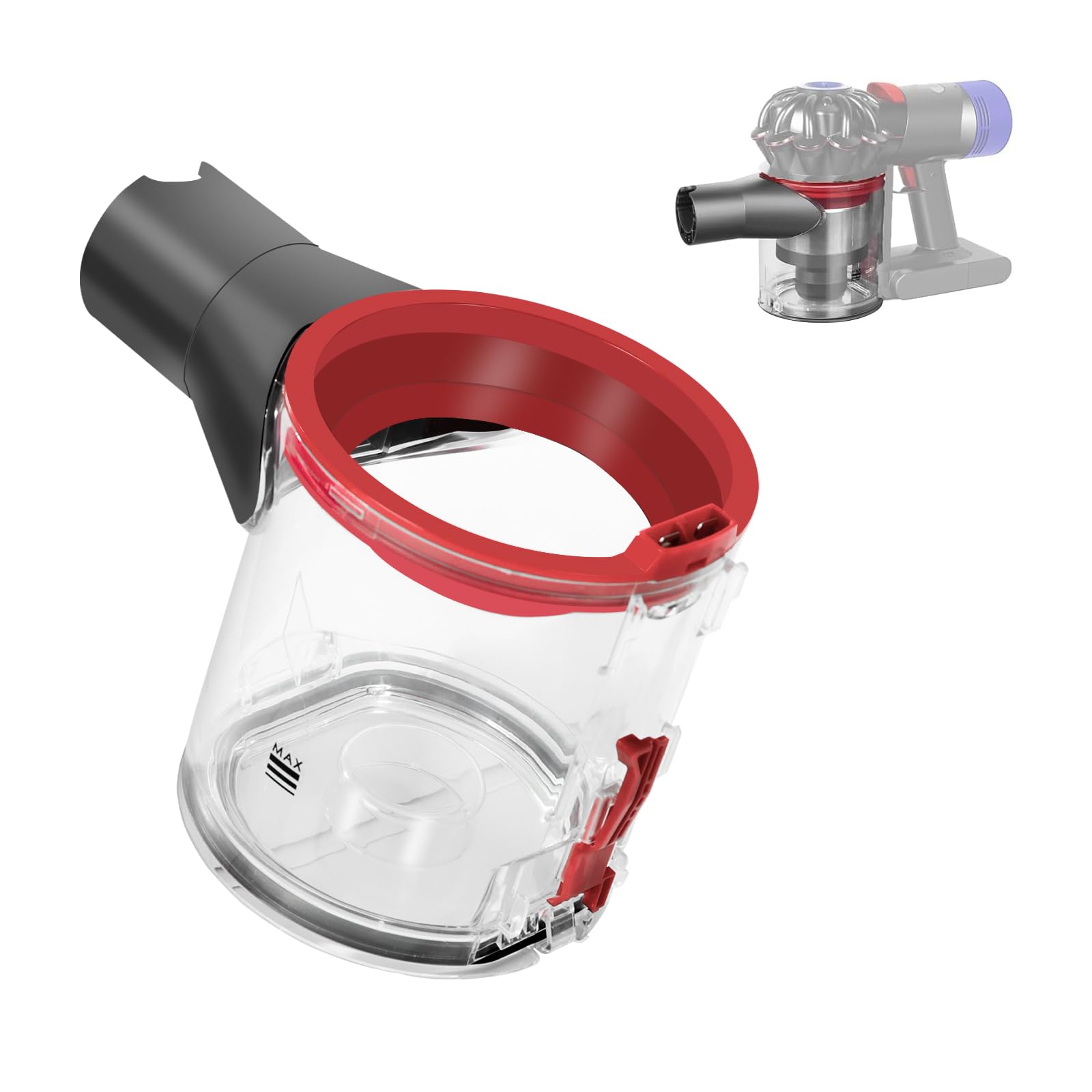 Contenitore Polvere per Dyson V7(SV11) V8(SV10), Ricambio del Cestino, Contenitore per la Polvere Trasparente e di Alta Qualità, Secchio per la Polvere Parte No.967699-01