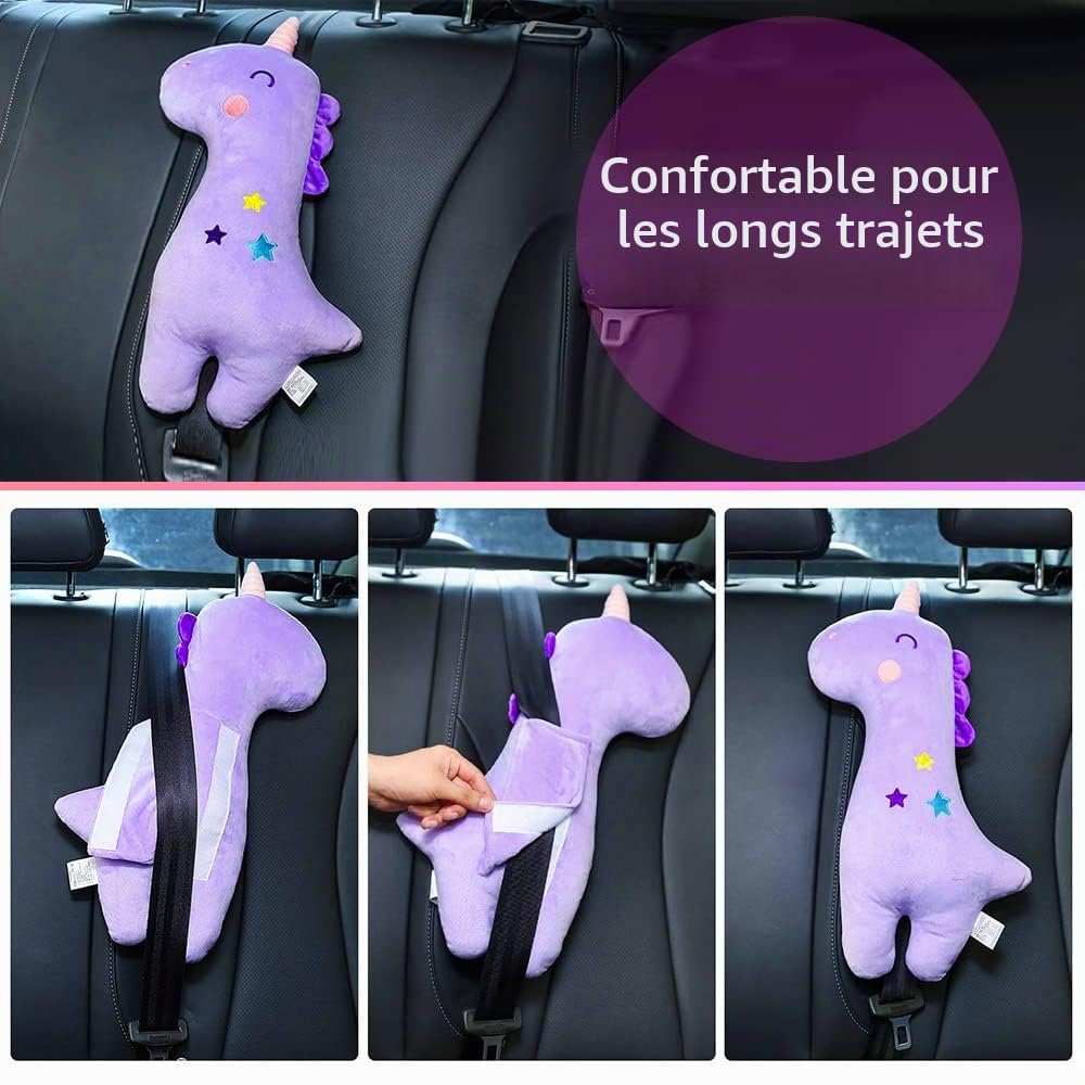 Coussin de ceinture de sécurité pour Enfants, Housse de ceinture de sécurité pour Enfants, Coussin de Sangle de siège pour Tout-Petits, Coussin de Sangle d'appui-tête (Licorne)