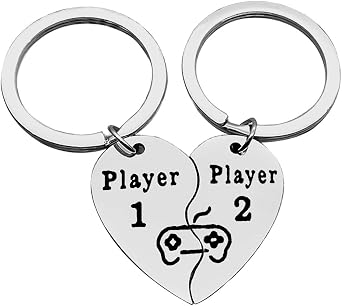 2 PCS Funny Couple Gamers Gifts,Couple Keychain for Him and Her Keychain,for Player 1 Player 2 Matching Keychain for Husband Wife Men Women Valentines Day Couple Gifts for Boyfriend and Girlfriend