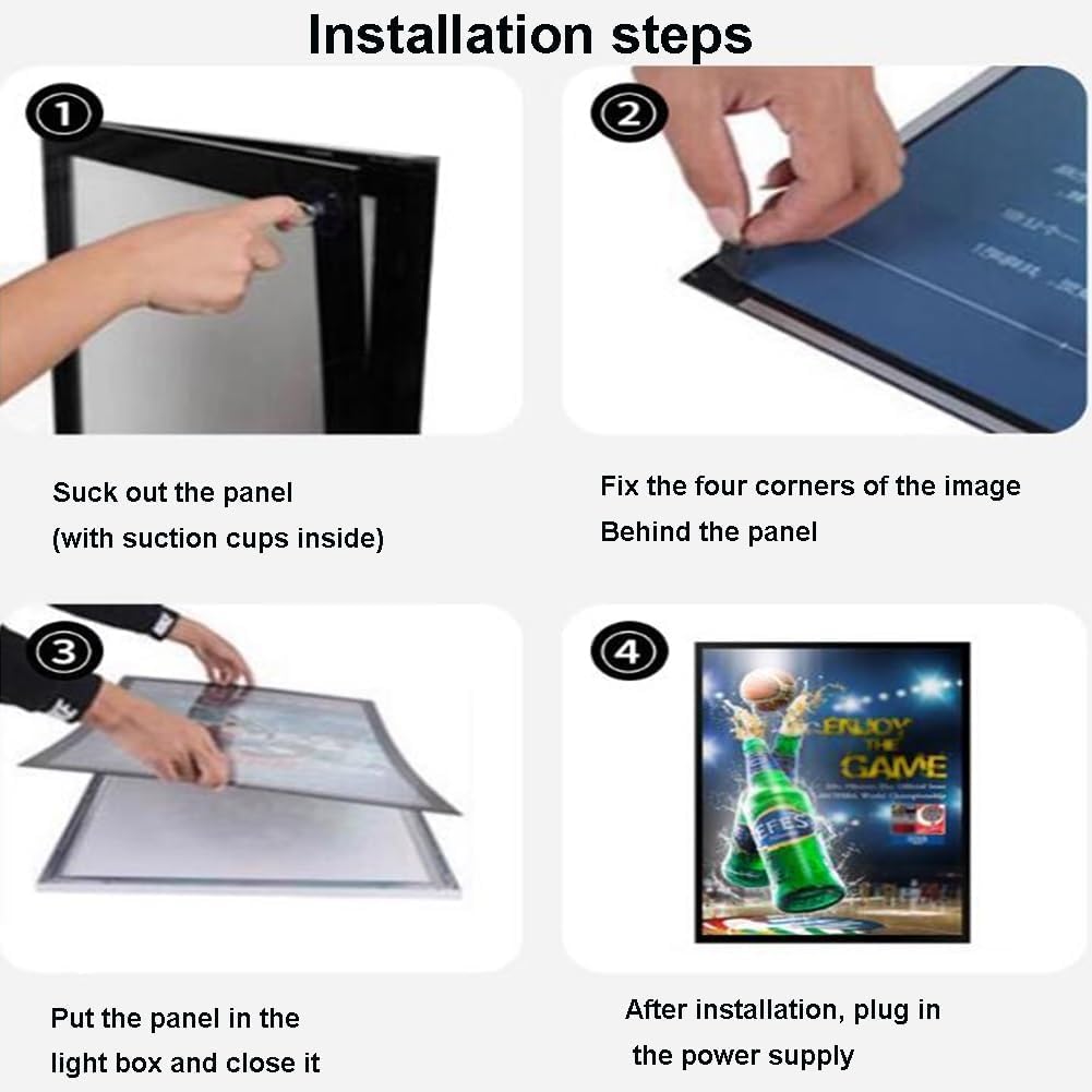 Bilderrahmen Menütafel LED Tafel Werbetafel Wand-montiert Restaurant Werbung beleuchtet Lichtrahmen(B-white,60x80cm)