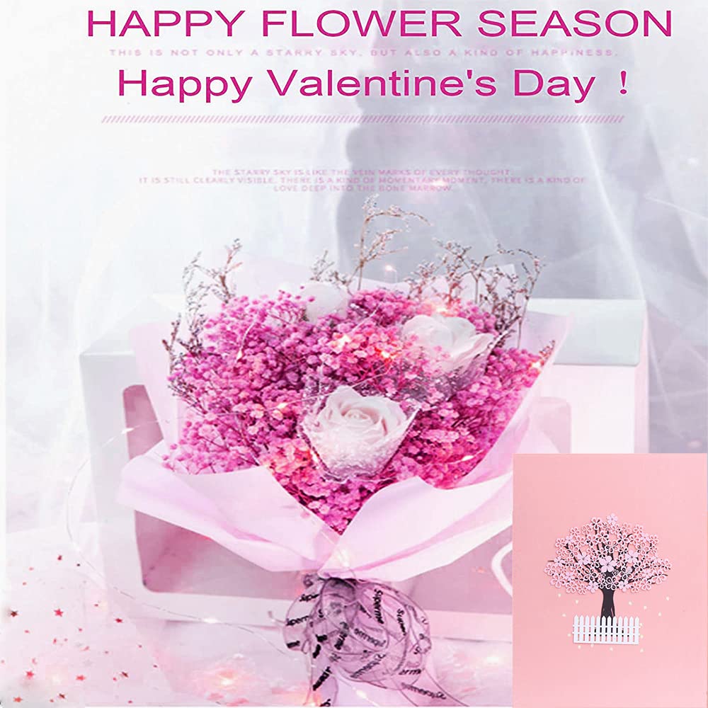 Biglietto di auguri 3D pop-up romantico con fiori di ciliegio fatto a mano, per la festa della mamma, compleanno, biglietto pop-up per primavera, albero di Natale, Capodanno, biglietto di ringraziame