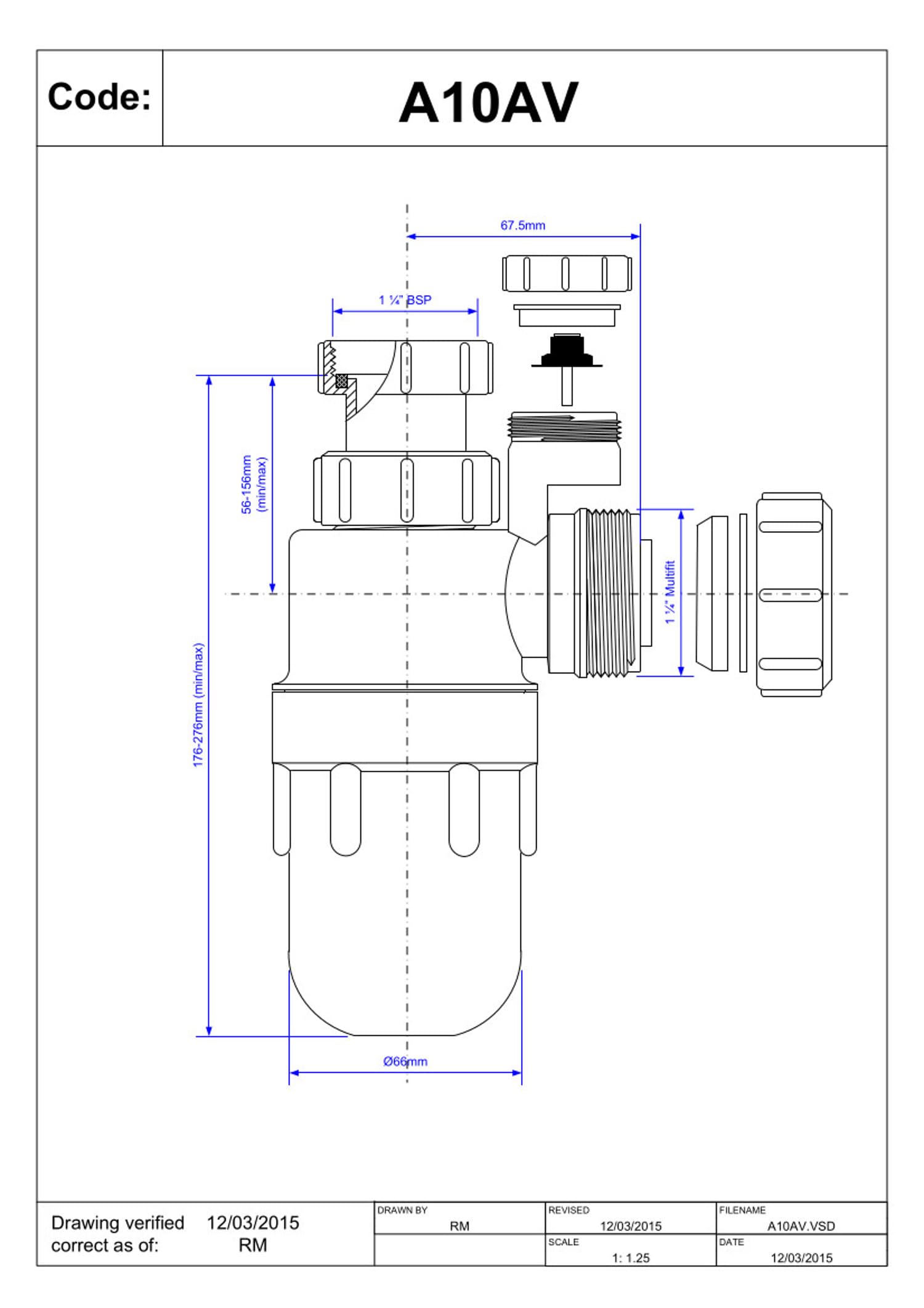 McAlpine a10av 1 Verstellbare Einlass Flaschensiphon, weiß