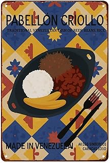 Pabellon Criollo Art Retro Aluminum Metal Signs Wall Decoration 8X12 Inches for Kitchen Bar Room Bedroom Bathroom Decor Posters