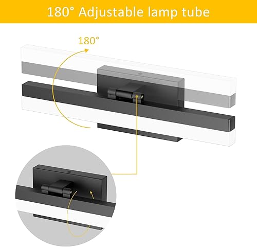 Miniatura 2 de Ralbay Luces de tocador de baño negras de 16 pulgadas, modernas luces LED para tocador, color negro mate, lámparas de pared para tocador de baño
