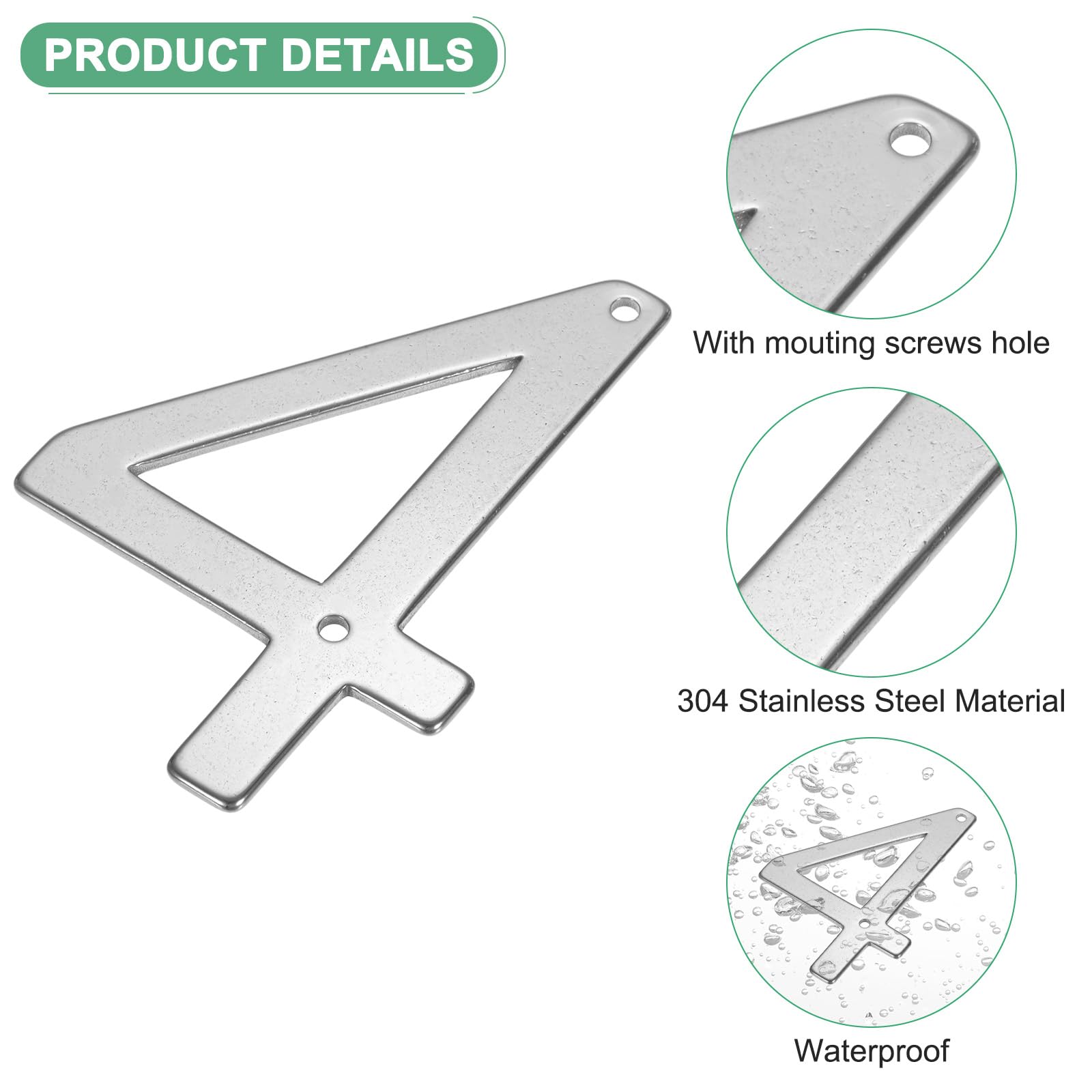 M METERXITY 1-Pack House Number, 4 Inch 304 Stainless Steel Modern Silver Door Number Signage for Garden/Hotel/Mailbox/Address/Sign - Image 2