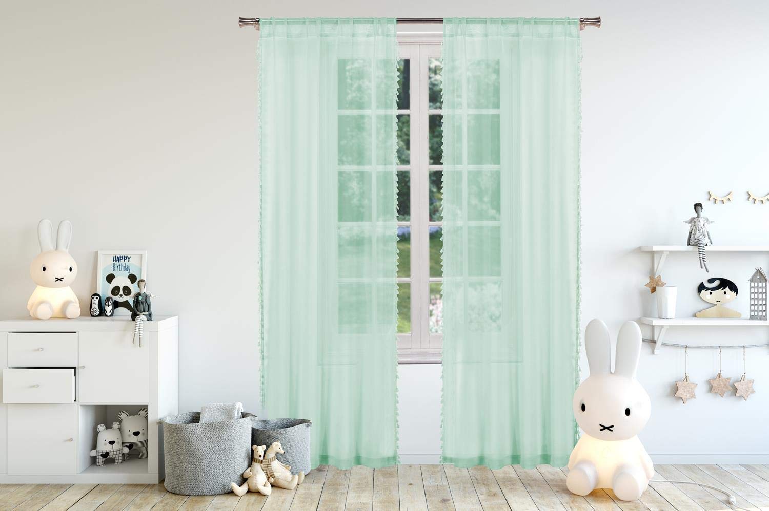 Lala + BashMariella Solid Window Curtain, 38x84 (2 Pieces), Seafoam