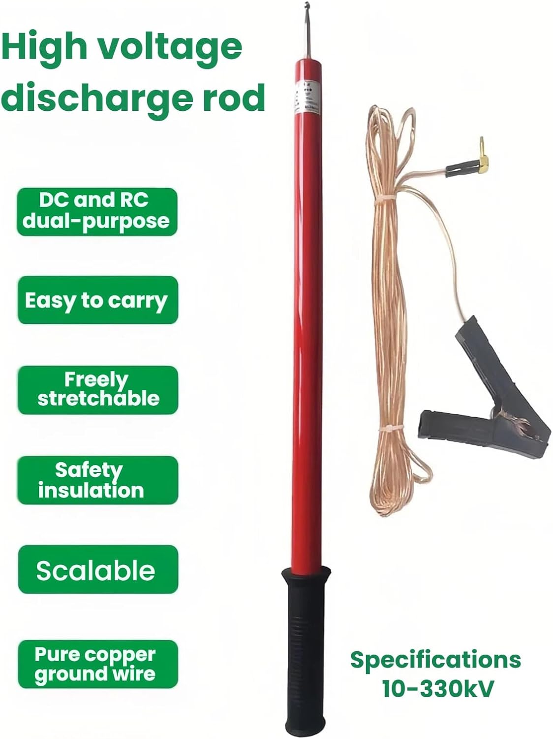 Retractable High Voltage Insulation Discharge Pole for Electrical Safety Testing & Line Maintenance - Essential Tool for Electricians & Utility Workers