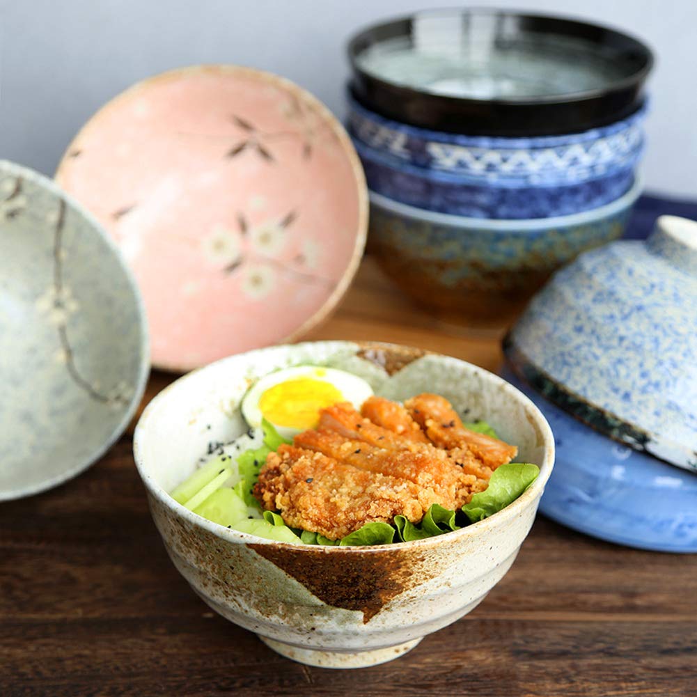 Duża miska na zupę w stylu japońskim, ceramiczna zastawa stołowa, ceramiczna miska do serwowania, miska na sałatkę, ramen, miska na płatki zbożowe, miska na makaron