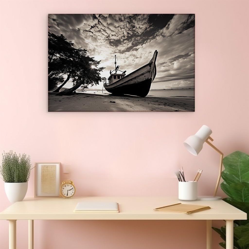Canvas for Living room. Whispers of Yesteryear: Serenity in the Sand, 27 x 18 inch Canvas Wall Art - Contemporary Masterpieces - Modern Home Decor