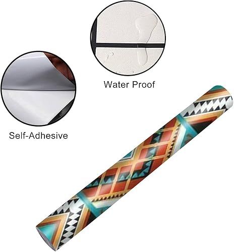 Miniatura 4 de Juego de envoltorio de vinilo autoadhesivo para nevera, textil nativo, blanco, naranja, bohemio, negro, menta, geométrico, mural para puerta,