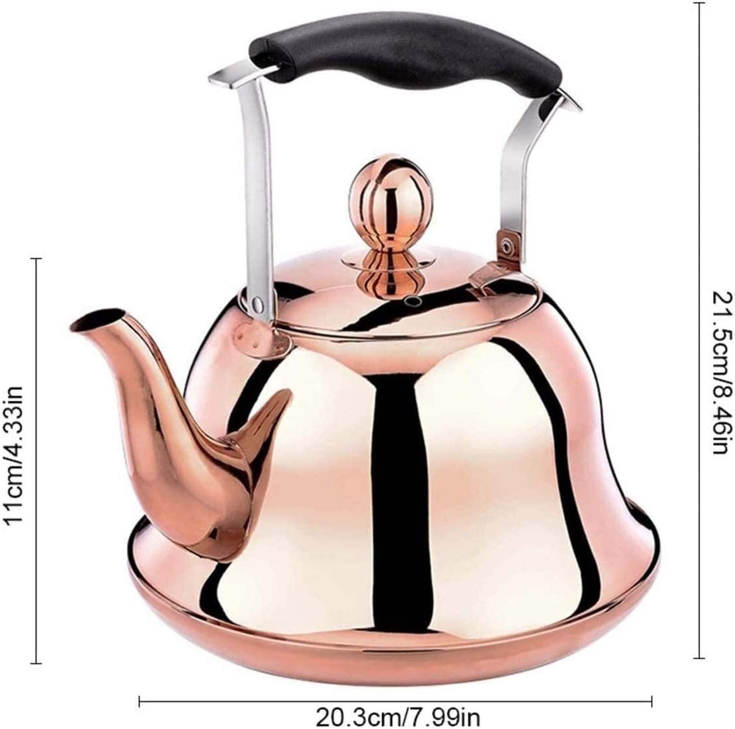 Czajnik z Gwizdkiem Czajnik Z Gwizdkiem Ze Stali Nierdzewnej Płyta Kuchenna Czajnik Z Gwizdkiem Czajnik Do Herbaty Przenośny Uchwyt Czajnik Do Wrzenia Wody Gwizdanie Czajnik Czajnik Kuchenek(Rose Gold