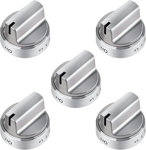 WB03X24818 - Pomos para estufa de gas con aspecto de acero inoxidable, pomos de control de quemador de cocina de plástico, compatibles con perilla