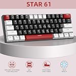 60 Clavier de jeu mécanique, gris et noir Couleur mixte Claques de jeu avec interrupteurs rouges, câble de type C amovible Mini Clavier avec Powder Blue Light pour Windows/Mac/PC/Laptop
