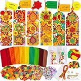 Winlyn 36 Sets Fall Craft Kits Fall Kids Crafts DIY 3D Fall Leaf Bookmarks Ornaments Art Sets Autumn Maple Leaf Fall Foam Stickers Arts and Crafts for Kids Thanksgiving Halloween Classroom Activities