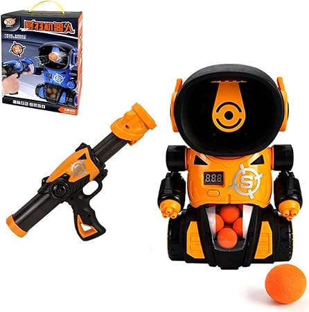 Amazon エアーガン おもちゃ ポッパーガン 人気 的あてセット 小学生 銃 男の子 射的 スポンジ弾 黄 的あて おもちゃ