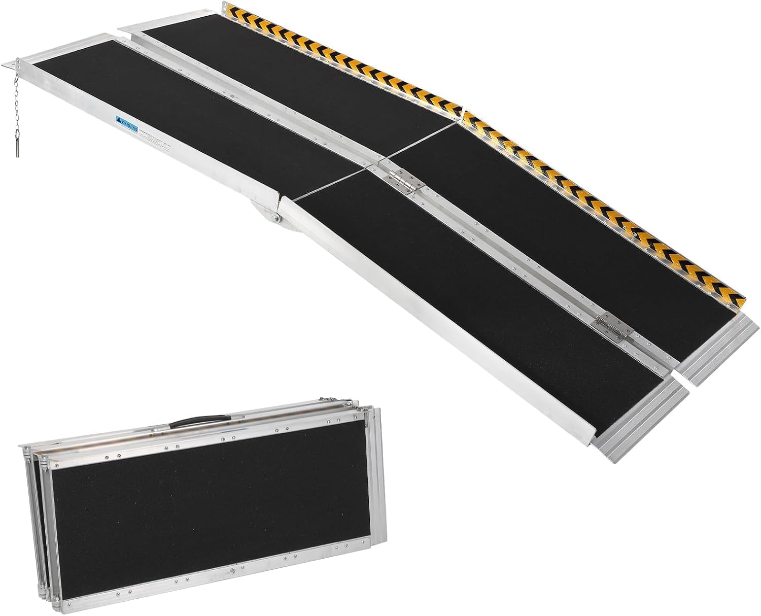 Rampa De Aluminio Resistente para Silla De Ruedas - Superficie Antideslizante, Placa De Transición, Bandas Reflectantes, Capacidad De 272 Kg - Acceso Ligero y Duradero para Movilida