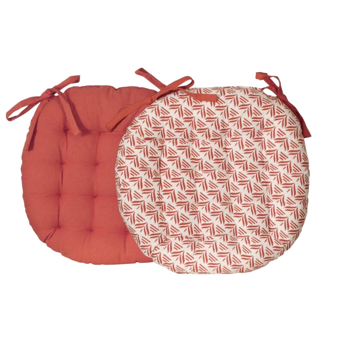 Atout Ciel Zestaw 2 dwukolorowych okrągłych krzeseł D.40cm, z nadrukiem terakotowym/gładkim