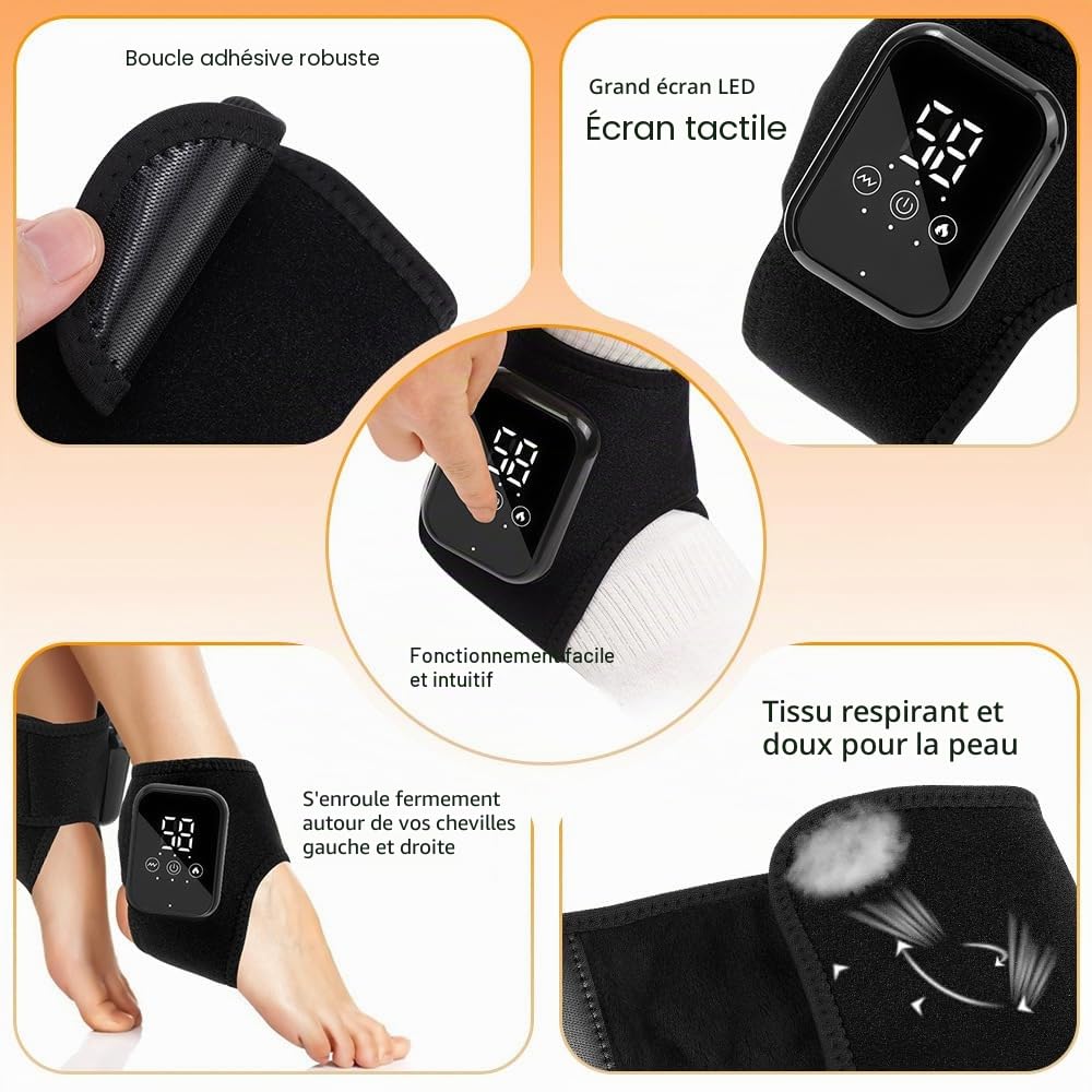 Lot de 2 masseurs de pieds 3 en 1, pour neuropathie, portable, électrique, rechargeable par USB, avec 3 modes, 5 niveaux de chaleur, pour jambes sans douleur et vitales