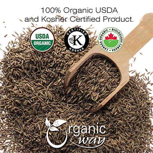 Organic Way Premium Cumin/Jeera Seeds Whole (Cuminum Cyminum) - Adds Flavour & Aroma | Organic & Kosher Certified | Raw, Vegan, Non Gmo & Gluten Free | Usda Certified | Origin - India (1 Lbs) #TOP1