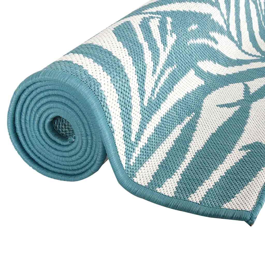 vidaXL Alfombra de Exterior Gris y Verde Agua Reversible 80x150 cm