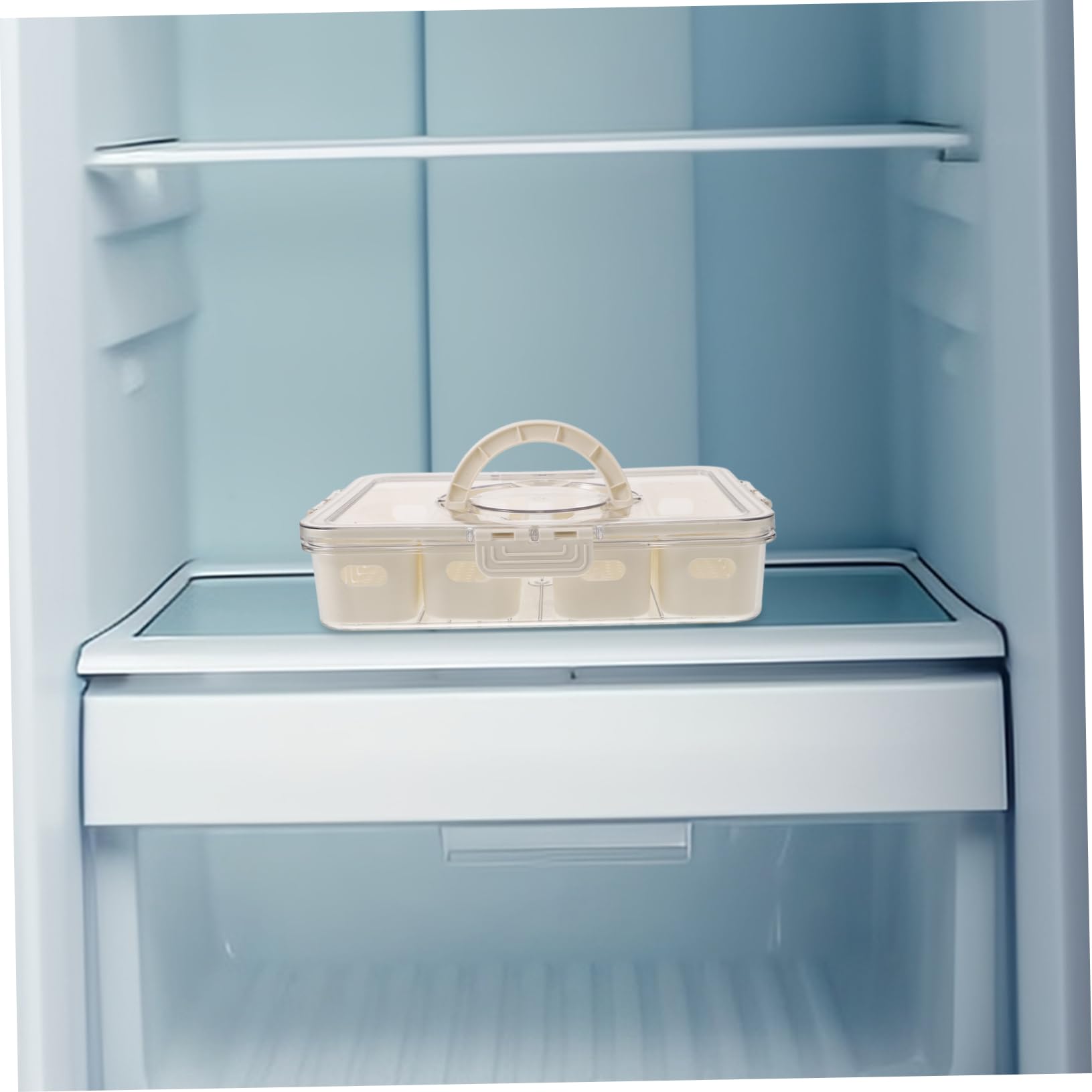 Boîte de Conservation en Pet Réutilisable pour Frigo, Compartiments Divisés