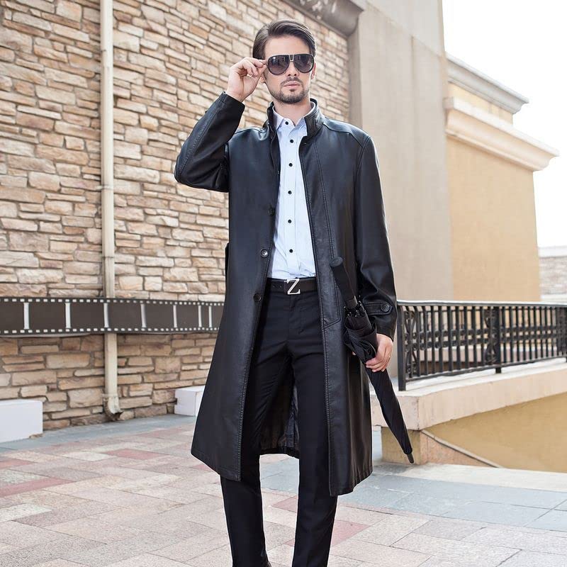 Männlicher Trenchcoat Klassischer Schwarzer Kunstler Trenchcoat Für