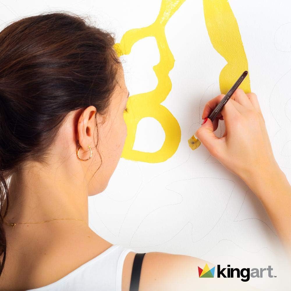 KINGART 210-24 Golden Nylon Hair Artist Brush Set, 24 Shapes & Sizes of Short Handle Round, Flat & Fan Paintbrushes in a Compact Brush Roll, Use for Oil, Acrylic and Watercolor Painting