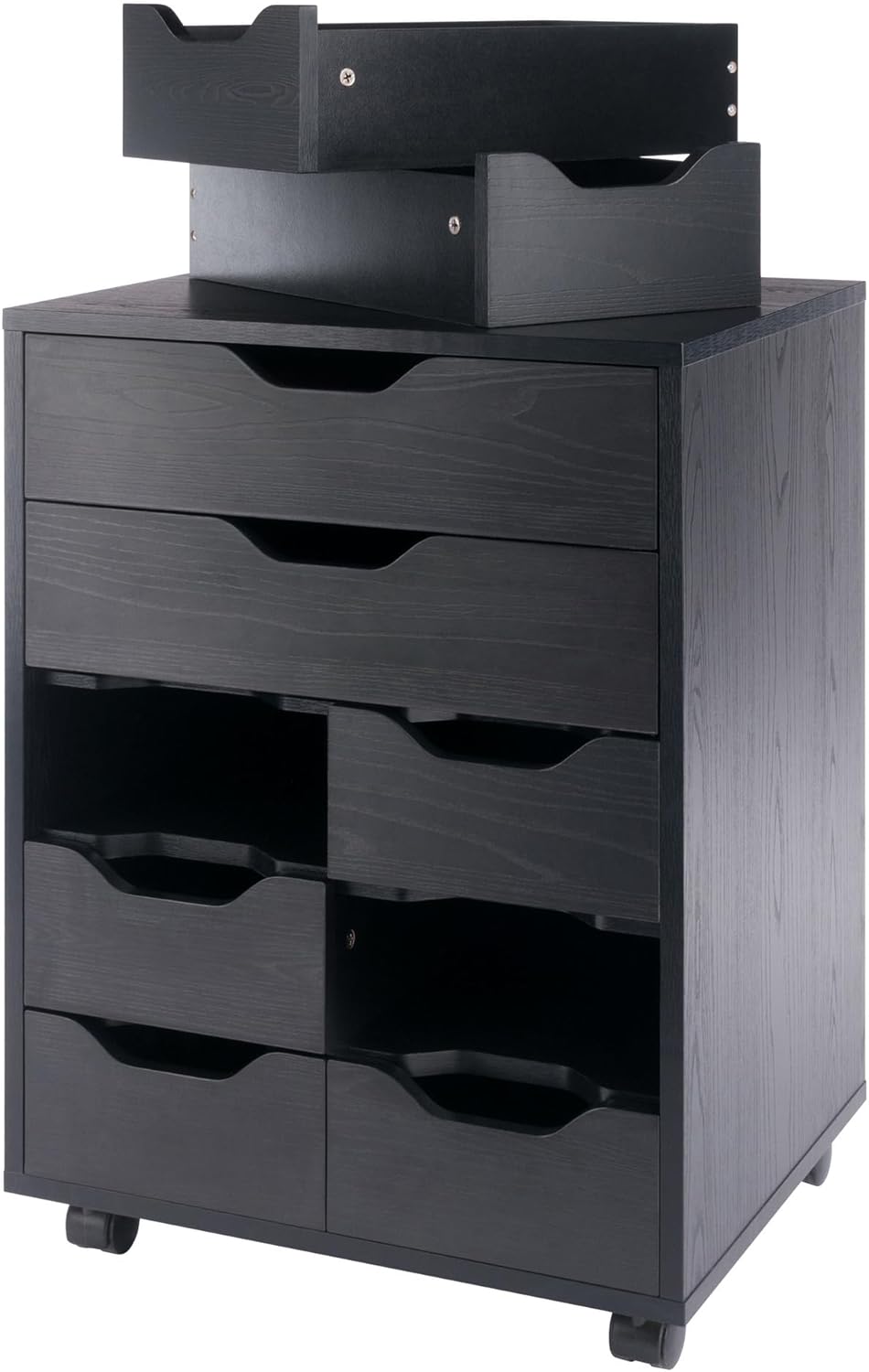 Winsome Norfolk Cabinet with 2 Drawers and 6 Bins in Black Finish - Image 8