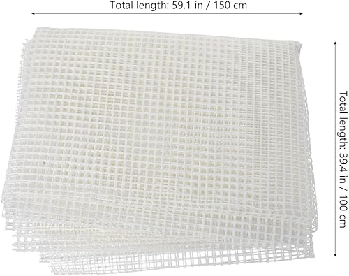 Miniatura 2 de EXCEART Alfombra de lona de malla con gancho en blanco para hacer tapiz, kit de bricolaje para decoración de manualidades de bordado (blanco) 59.1 x