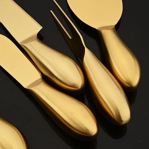 Miniatura 8 de JASHII Juego de 6 cuchillos de queso con caja de regalo, juego de cuchillos de queso de acero inoxidable, herramientas de queso de metal con